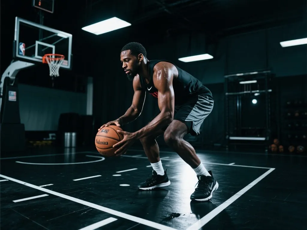 NBA训练营夜晚刻苦训练的球员们